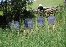 <p>Welsh slate commemorative heasdtones on oak posts</p>